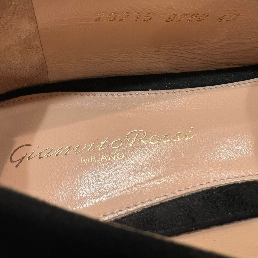 GIANVITO ROSSI Suede Cork Slip-on Black Loafers Size EU 40 - Picture 11 of 13